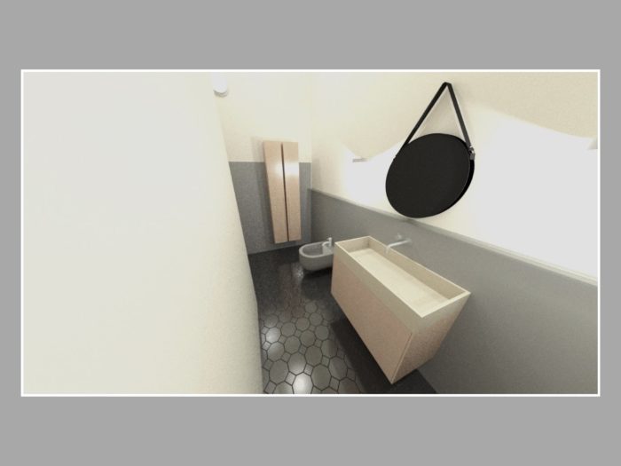 Bathroom with Rain Shower in Shades of Grey - Constellation.at