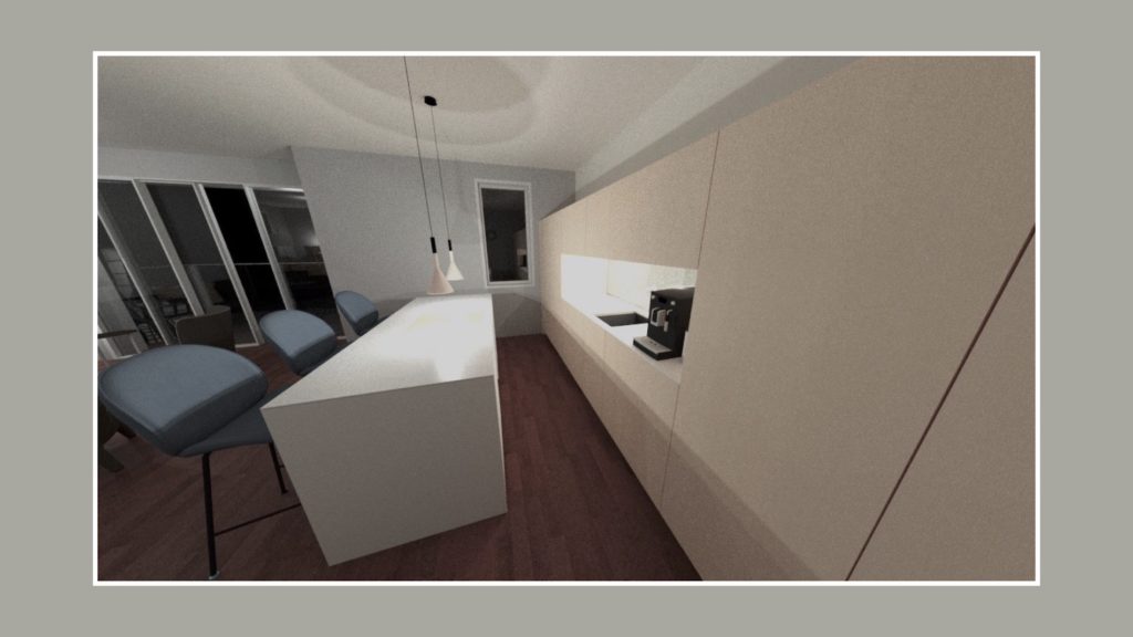 3D Visualisierung des offenen Wohnraumes